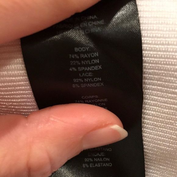 💫4/30 BEBE Ribbed Bandage Lace Panel Dress - Picture 8 of 8